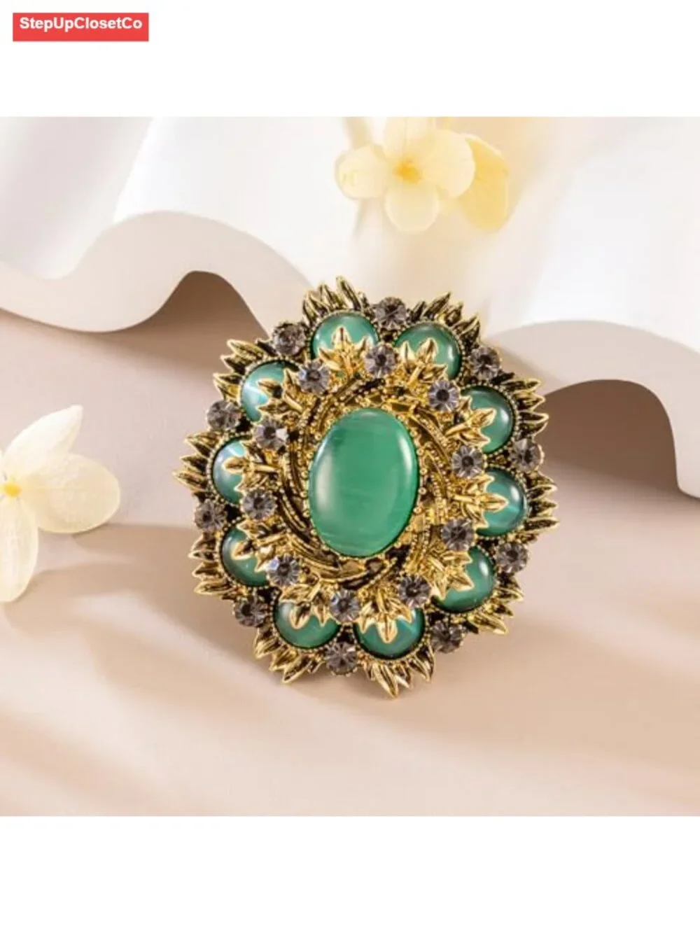 Victorian Oval Brooch Pin Women Brooch Rhinestone Resin